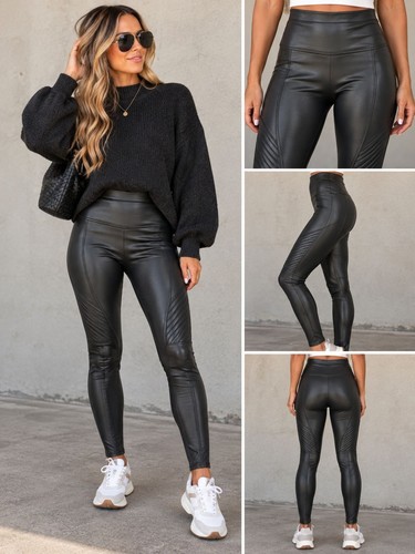 Spanx black faux leather moto - spanx,